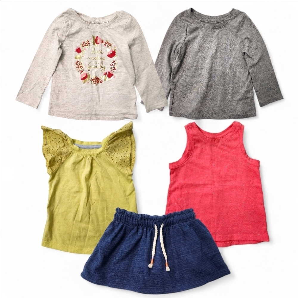 Baby Girl 18M Clothing Bundle – Cat & Jack Tops & Blue Skort